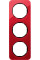 Рамка 3-постова, колір червоний/чорний, глянець, пластик, R.1 Berker 10132344