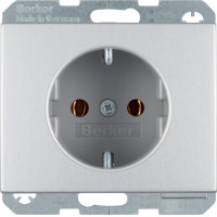Розетка с з/к, 16А/250В, цвет алюминий, метал, матовый, K.5 Berker 47157003