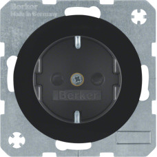 Розетка з з/к, 16А/250В, зі шторками, колір чорний, глянець, R.x Berker 47232045