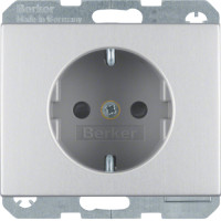 Розетка с з/к, 16А/250В, со шторками, цвет алюминий, металл, матовый, K.5 Berker 47357003