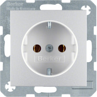 Розетка з з/к, 16А/250В, колір алюминій, матовый S.1 Berker 47431404