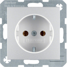 Розетка з з/к, 16А/250В, колір алюминій, матовый S.1 Berker 47431404