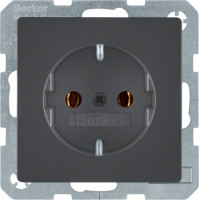 Розетка з з/к, 16А/250В, колір антрацит, бархатний лак, Q.х Berker 47436086