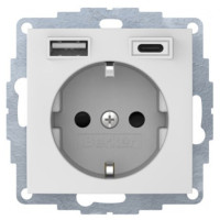 Розетка з з/к 16А/250В + 2хUSB/3A, А-С, колір пол.білизна, матовий, S.1 Berker 48041909