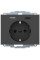 Розетка з з/к 16А/250В + 2хUSB/3A, А-С, колір антрацит, матовий лак, K.1 Berker 48047006