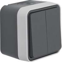Выключатель кнопочный 2-клавишный IP55, серый, 10АX/250В W.1 Berker WNC044