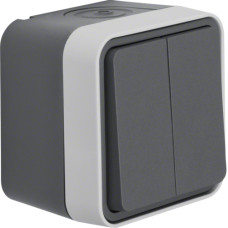 Вимикач кнопковий 2-клавішний IP55, сірий, 10АX/250В W.1 Berker WNC044