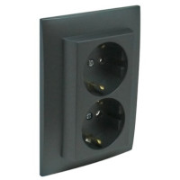 Двойная розетка 2К+3, в сборе, Графит LOGUS 90 Efapel 90331 CIS