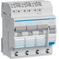Диференційний автоматичний вимикач 3x(1P+N) 6kA C-10A 30mA тип-А QuickConnect, Hager ADZ360D