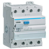 Пристрій захисного відключення ПЗВ 4P, 100A, 300 mA, A, 10kA, 4м, Hager CFA684C