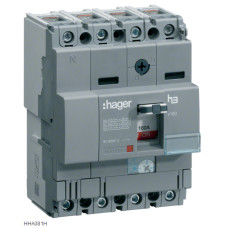 Автоматичний вимикач x160, In=80А, 4п, 25kA, Трег./Мфікс. Hager HHA081H
