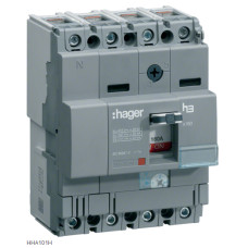 Автоматичний вимикач x160, In=100А, 4п, 25kA, Трег./Мфікс. Hager HHA101H