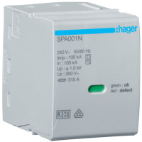 Вставний модуль N-PE Uc 350V Iimp 100kA Up 1.5kV, Hager SPA001N