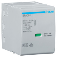 Вставний модуль L-N/PEN Uc 350V Iimp 25kA Up 1.5kV для SPA80X, Hager SPA081
