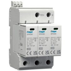 Розрядник (ПЗІП) T1+T2 3P 37,5kA 1,2kV TN-C +дод.контакт, Hager SPA930