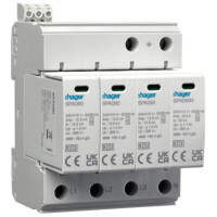 Розрядник (ПЗІП) T1+T2 4P 50kA 1,2kV TN-S TT +дод.контакт, Hager SPA931