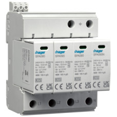 Розрядник (ПЗІП) T1+T2 4P 50kA 1,2kV TN-S TT +дод.контакт, Hager SPA931