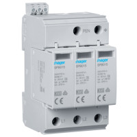 Разрядник (ПЗІП) T2 3P сменный 40kA TNC с индикацией +доп.контакт, Hager SPB315