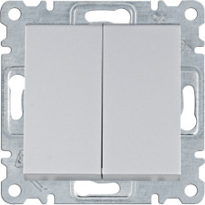 Вимикач двохклавішний 10АХ/230В, срібний, Lumina, Hager WL0042