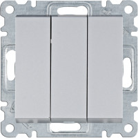 Вимикач трьохклавішний 10АХ/230В, срібний, Lumina, Hager WL0072