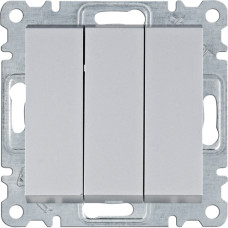 Вимикач трьохклавішний 10АХ/230В, срібний, Lumina, Hager WL0072