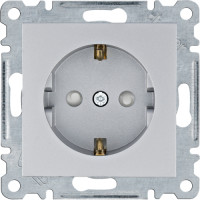 Розетка з з/к з захистом контактів, срібна, 16А/230В, Lumina Hager WL1062