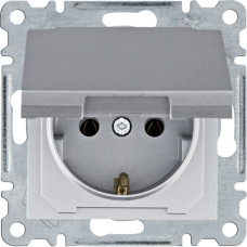 Розетка з з/к з кришкою, срібна, 16А/230В, Lumina Hager WL1152