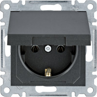 Розетка с з/к с крышкой, черная, 16А/230В, Lumina Hager WL1153