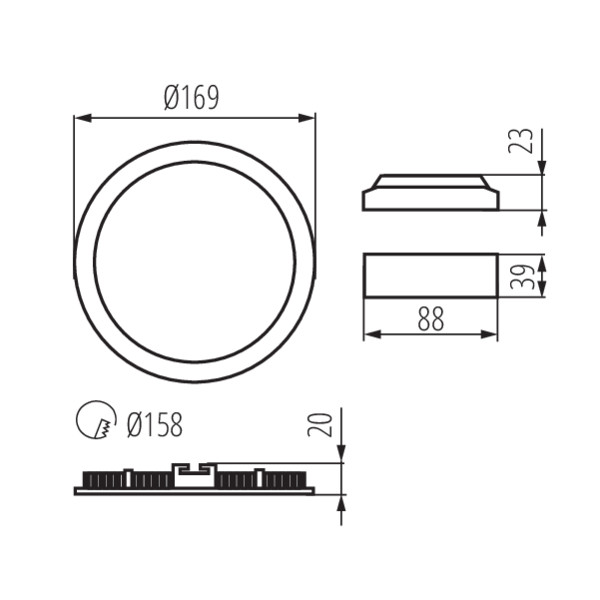 Світильник точковий ROUNDA LED-12W, 4000K, IP44/20, білий, Kanlux 28931