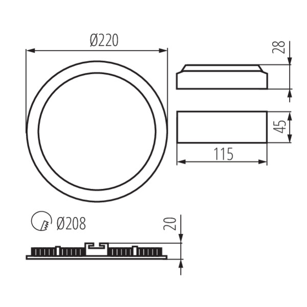 Світильник точковий ROUNDA LED-18W, 3000K, IP44/20, білий, Kanlux 28935