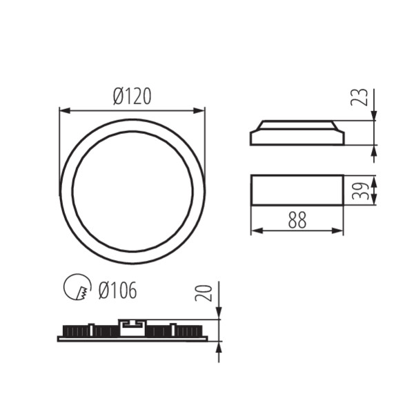 Світильник точковий ROUNDA LED-6W, 3000K, IP44/20, білий, Kanlux 28938