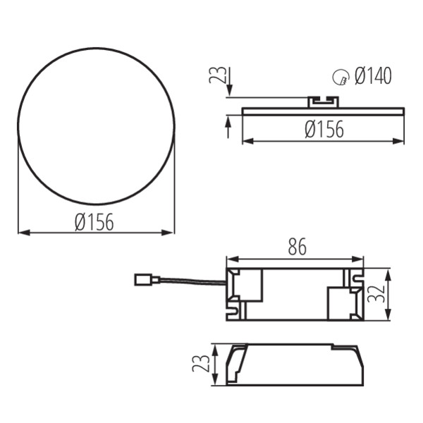 Світильник точковий AREL LED DO 14W-WW, 4000K, IP65/20, білий, Kanlux 29588