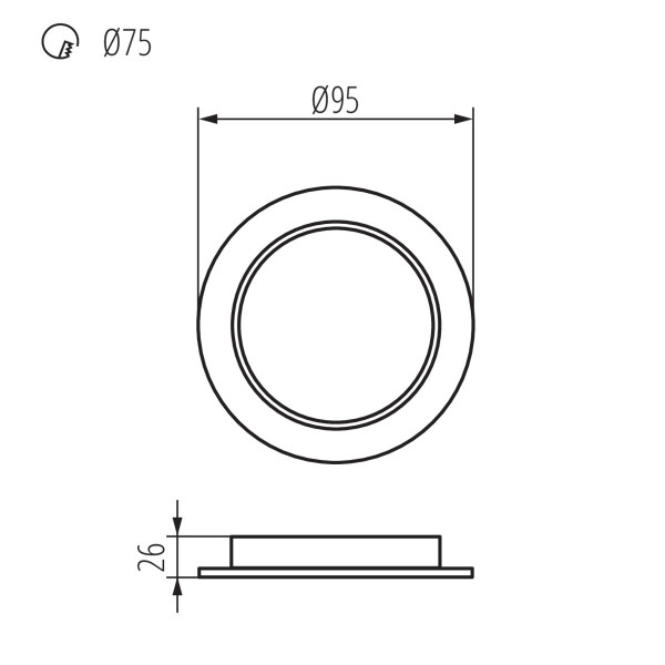 Світильник точковий TAVO LED DO, 5W, 4000K, IP44/20, білий, Kanlux 36510