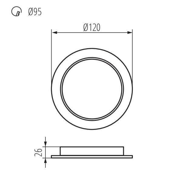 Світильник точковий TAVO LED DO, 9W, 4000K, IP44/20, білий, Kanlux 36511