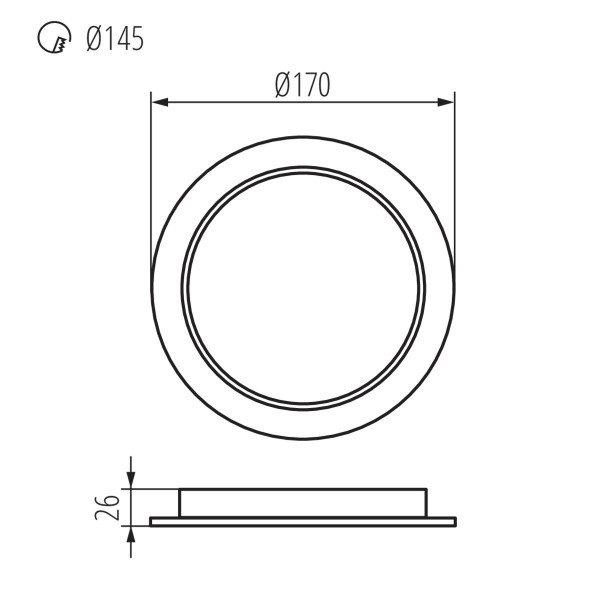 Світильник точковий TAVO LED DO, 18W, 4000K, IP44/20, білий, Kanlux 36513