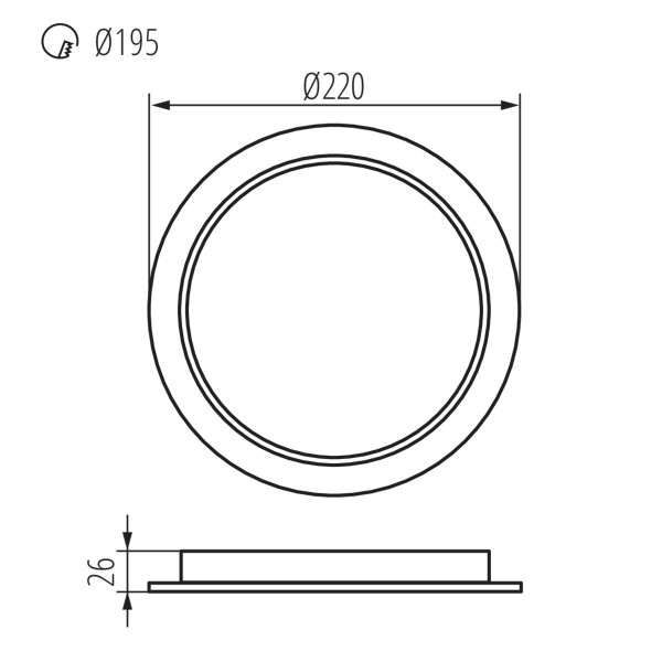 Світильник точковий TAVO LED DO, 24W, 4000K, IP44/20, білий, Kanlux 36514