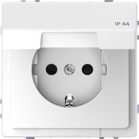 Розетка силовая IP44 с крышкой 2К+З, 16А, 250В, безвинт.зажим, со шторками, Белый лотос, пластик, D-Life Merten MEG2314-6035
