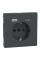 Розетка силова 2К+З, 16А, з USB 3A, тип А+C, гвинт.затиск, шторки, Антрацит, пластик, D-Life Merten MEG2367-6034