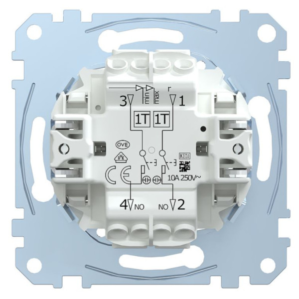 Кнопковий вимикач двохклавішний з підсвічуванням, механізм, Merten MEG3165-0000