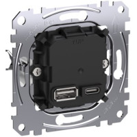 Механизм зарядного устройства USB, тип А+C, 45 Вт, Merten MEG4366-0120