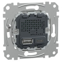 Механизм зарядного устройства USB, тип А+C, 21 Вт, Merten MEG4366-0140