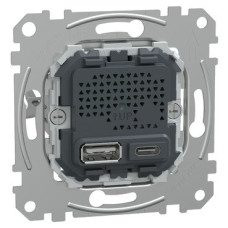 Механізм зарядного пристрою USB, тип А+C, 21 Вт, Merten MEG4366-0140