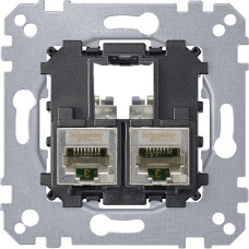 Розетка комп'ютерна RJ45 подвійна, 6 кат, STP екр, механізм, Merten MEG4576-0022