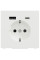 Розетка силова 2К+З, 16А, з USB 3A, тип А+C, гвинт.затиск, шторки, Білий матовий, пластик, D-Life Merten MTN2367-6037