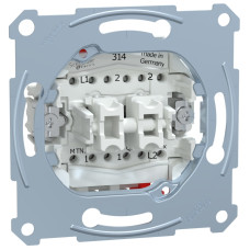 Перемикач двохклавішний прохідний, механізм, Merten MTN3126-0000