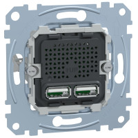 Механізм зарядного пристрою USB, тип А+А, 2.4 мА, USB 2.0, Merten MTN4366-0100