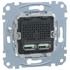 Механізм зарядного пристрою USB, тип А+А, 2.4 мА, USB 2.0, Merten MTN4366-0100