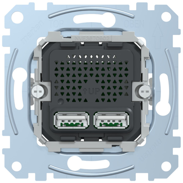Механізм зарядного пристрою USB, тип А+А, 2.4 мА, USB 2.0, Merten MTN4366-0100