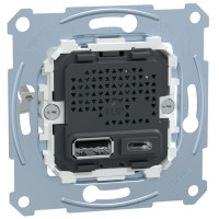 Механізм зарядного пристрою USB, тип А+C, 2.4 мА, USB 2.0, Merten MTN4366-0110