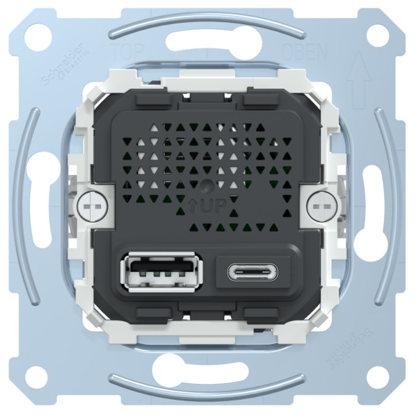 Механізм зарядного пристрою USB, тип А+C, 2.4 мА, USB 2.0, Merten MTN4366-0110
